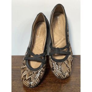 Naturalizer Women's Ballet Flats Slip On Shoes Snake Skin Brown Size 8.5M